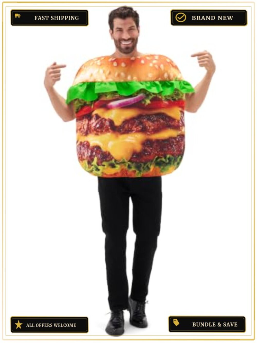 Spooktacular Creations Hamburger Halloween Costume Adult One Size Pullover Food
